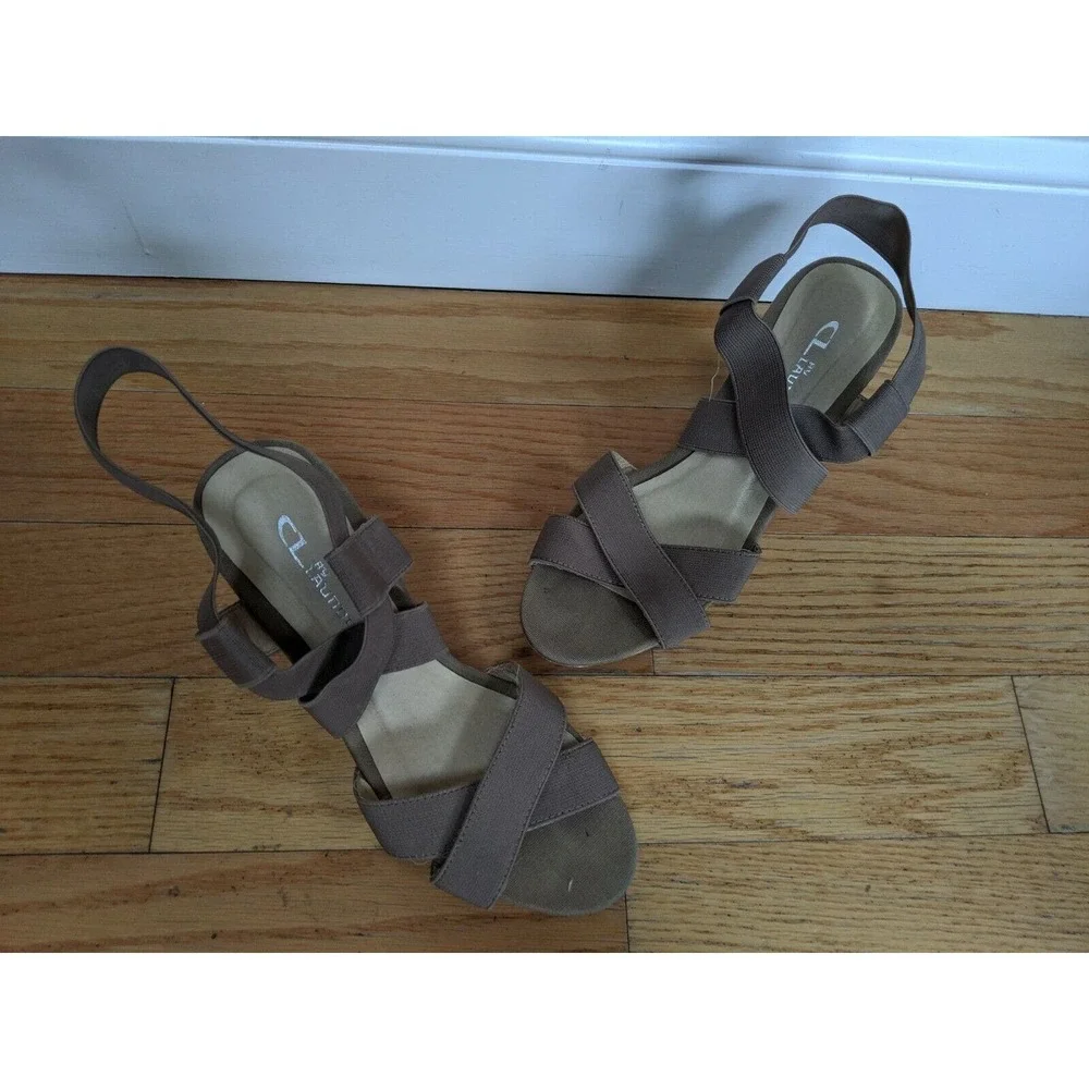 CL Laundry Dreamgirl Women's Wedge Sandals Brown Peep Toe Comfort Dress Shoes 7 - Picture 3 of 8